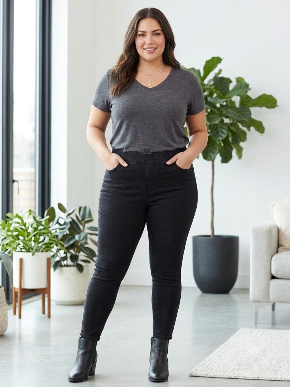 Terra & Sky Women's Black Skinny Jeans Size 2X (20W-22W) Stretchy Comfy